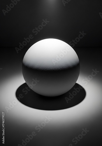 Illuminated sphere with contrasting shadows showcasing form and light play meticulously staged photography minimal