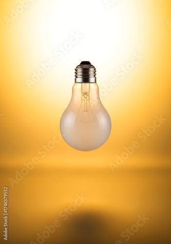 Illuminating innovation: A close-up of a light bulb radiating brilliance against an amber gradient backdrop