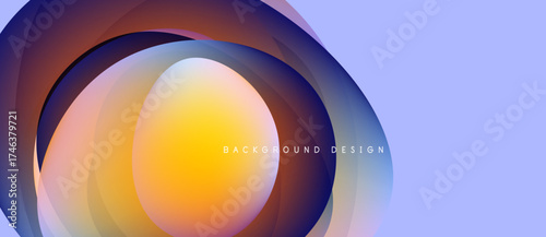Abstract circular layers blend vibrant colors. Gradient transitions create dynamic visual effect. Modern design suitable backgrounds.
