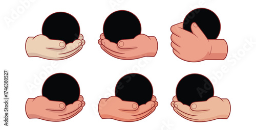 Hands holding black sphere representing mystery power or potential future concept