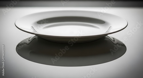 Minimalist porcelain dinnerware with reflective surface ambiance studio