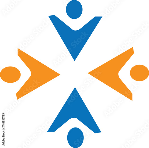 Abstract People Unity Logo Design - Interconnected Human Figures Symbolizing Teamwork, Community, and Collaboration for Corporate, Non-Profit, and Social Organizations