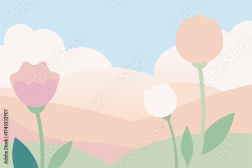 soft blurred flower garden pastel tone background illustration