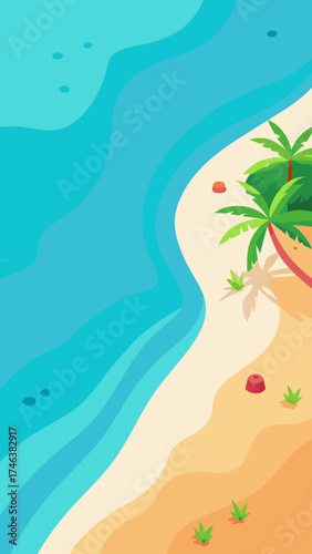 tropical beach drone shot turquoise water illustration
