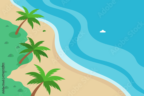 tropical beach drone view turquoise water illustration