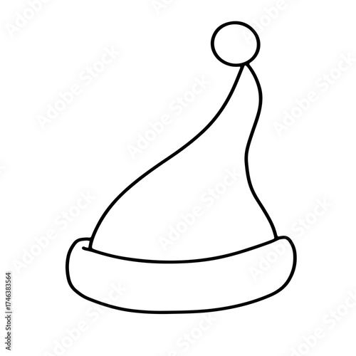 Vector Santa Claus Hat outline icon doodle sketch 