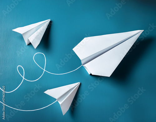 Minimalist Illustration of a Paper Plane with a Curved Flight Path
