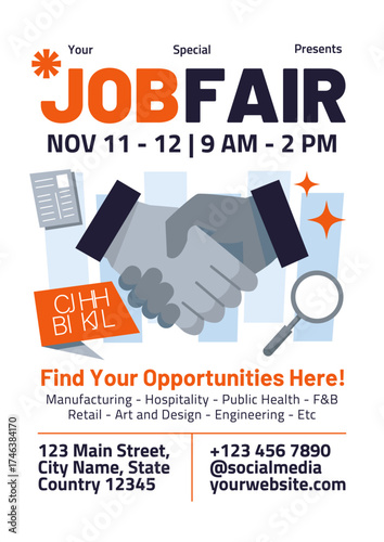 WHITE GREY MODERN JOB FAIR EVENT PROMOTION FLYER