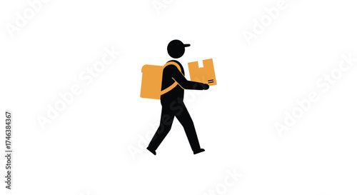 Delivery person carrying package man with cardboard box delivering parcel moving goods logistics service