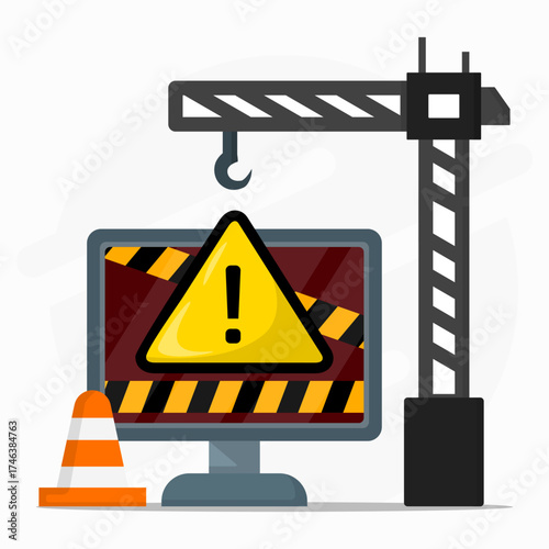 Website maintenance. Software under construction to repair. Coding and programming development. Updating system concept.