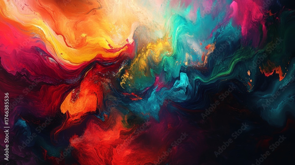 Obraz premium A colorful painting with a lot of different colors and shapes