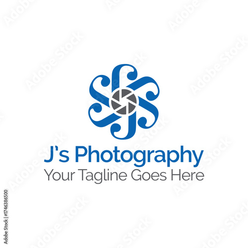 Letter J Photography Logo – Camera Lens and Initial Symbol Design