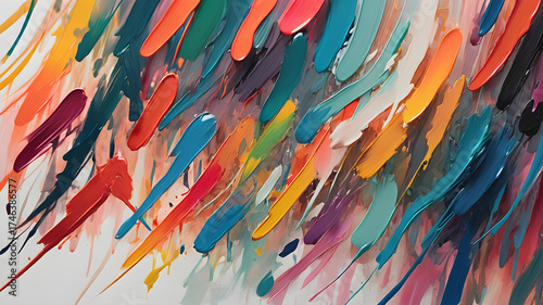 Set of colorful brush strokes, lines, hand painted design elements. Textures, backgrounds for text. Rough grunge edges.