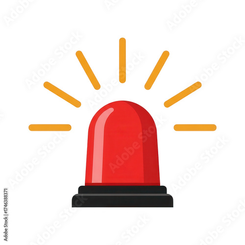 Red emergency siren light flashing alert danger signal graphic icon symbol isolated on transparent background