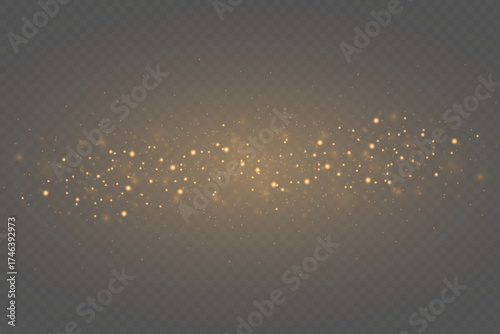 Sparks of light and dust, an explosion of particles. On a transparent background.