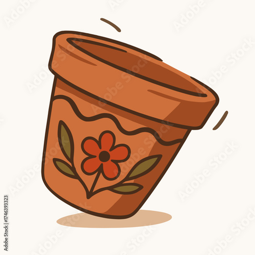 Painted terracotta pot
