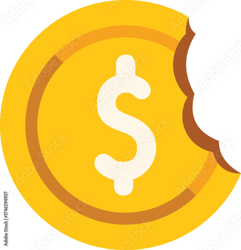 Gold dollar coin is missing a large bite mark, showing inflation eating away at its value
