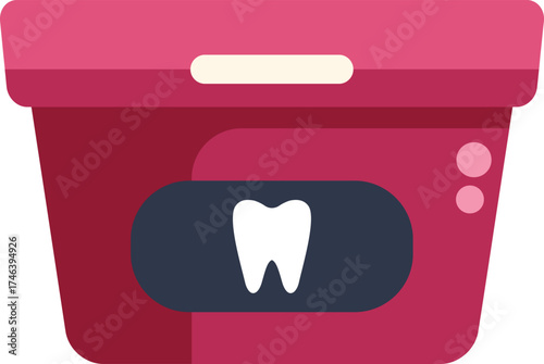 Red toothpaste container is displaying a white tooth, emphasizing the significance of dental hygiene