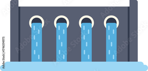 Water dam generating renewable energy, providing sustainable electricity to homes and businesses