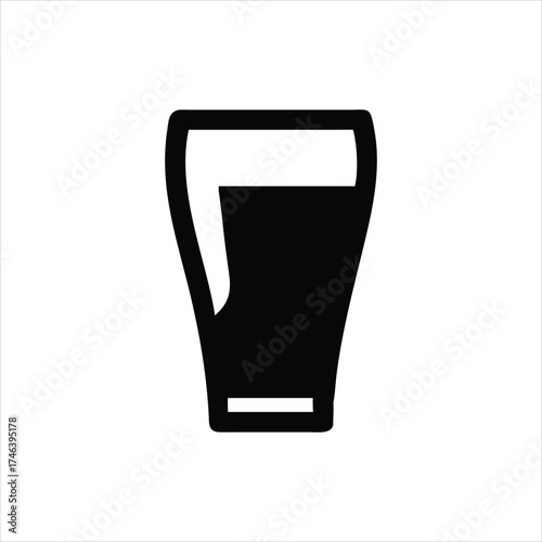Minimalist icon of a pint glass filled with beer showing dark liquid, offering a clean and modern beverage symbol. Perfect for menus, advertising, and digital interfaces related to pubs and breweries.