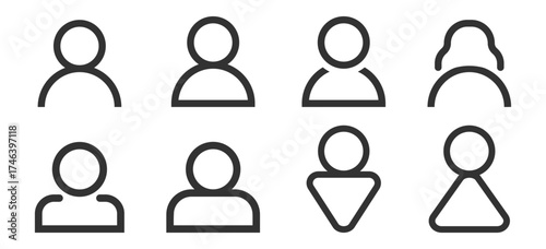 People icon set, user and team silhouette collection for business, social or web design on transparent background.