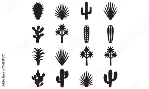 Cactus Silhouette Bundle | Desert Plant Vector Set | Succulent Clipart Collection
