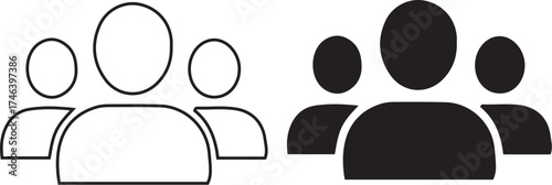 People Flat Icon Set – Team Profile Line and Filled Vector Illustrations on White Background