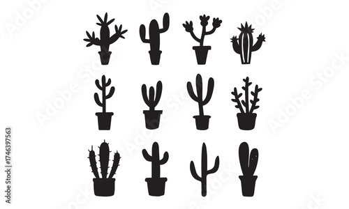 Cactus Silhouette Bundle | Desert Plant Vector Set | Succulent Clipart Collection