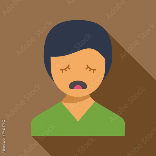 Avatar of a sad person showing despair and negative emotions with closed eyes and open mouth