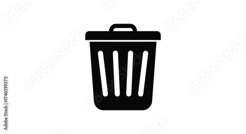 Simple black trash can icon silhouette for waste disposal and recycling concepts silhouette
