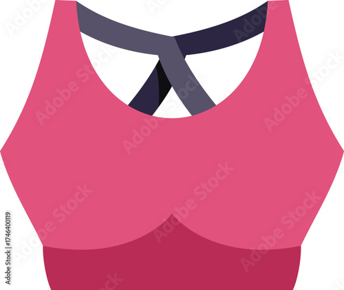 Pink sports bra with black straps crossing on the back, perfect for representing a healthy lifestyle