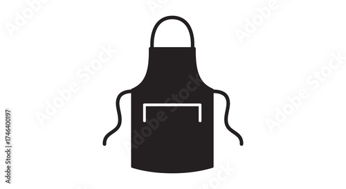 Black kitchen apron with pocket icon simple silhouette clothing protective wear chef cooking garment apparel silhouette