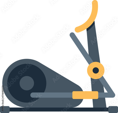 Modern elliptical trainer with yellow accents is perfect for working out at home