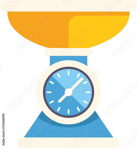 Kitchen scale measuring weight of ingredients for baking, cooking and food preparation