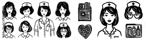 Dedicated Healthcare Professionals Portraits: A Diverse Collection of Nurses, Medical Staff & Caregivers in Various Styles for Clinic Presentations, Hospital Websites, Educational Materials & Wellness