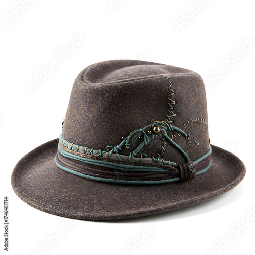 A stylish hat isolated on a white background, highlighting its shape, texture, and classic design with clean minimal presentation.