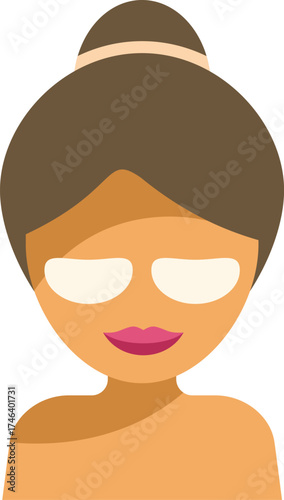 Woman is enjoying a skincare treatment with under eye patches applied