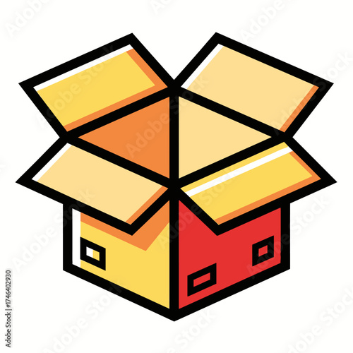 Open cardboard box with flaps ready for packaging and shipping goods.