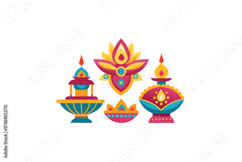 vector illustration of a Puja lamp
