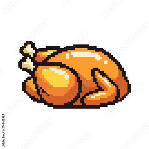 Pixel Art Roasted Chicken - A Delicious Retro Game Treat.