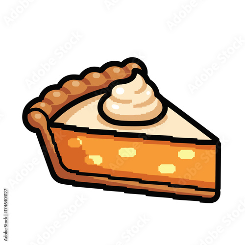 Delicious Slice of Pumpkin Pie with Whipped Cream Topping.