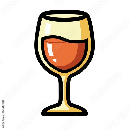 Illustration of a Wine Glass with Red Wine.