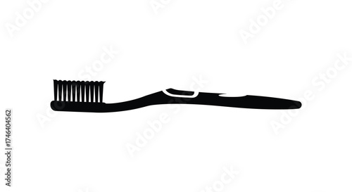 Black toothbrush silhouette isolated on white for dental hygiene and oral care concepts silhouette