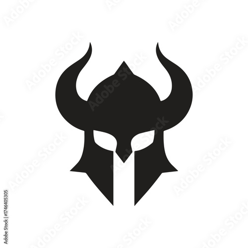 Geometric Abstract Viking Helmet Logo with Symmetrical Angular Design