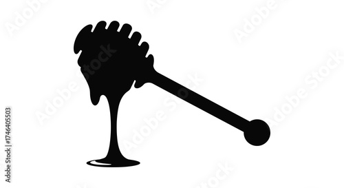 Silhouette of honey dipper with dripping honey abstract food symbol representing sweetness and natural treats silhouette