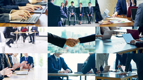 様々なビジネスシーンのコラージュ