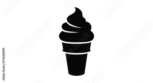 Classic soft serve ice cream cone silhouette icon simple and delicious sweet treat for summer day refreshment silhouette