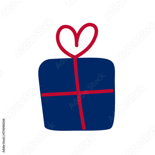 Gift Box with heart: Simple vector illustration of an gift box with heart-shaped string. Minimal design for generosity and gift