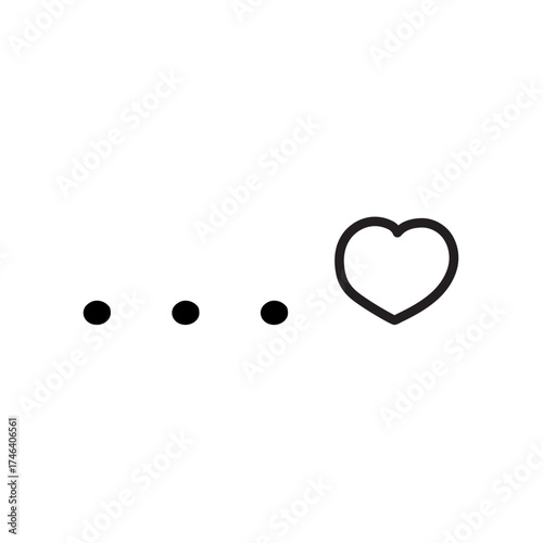 Pause and Heart Icon: Minimal vector design of three dots pause and a heart. Simple illustration for mindful giving.