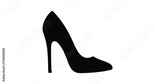 Elegant black high heel shoe silhouette isolated on white for fashion and glamour concepts silhouette
